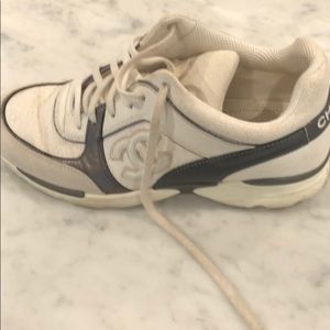 CHANEL 38 CC white/gray sneakers trainers shoes